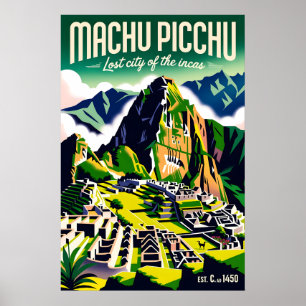 Machu Picchu Pérou Art de Affiche de Voyage Rétro