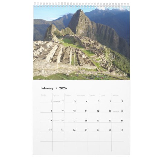 Machu Picchu Pérou Pittoresque Wall Calendrier 202 (Feb 2026)