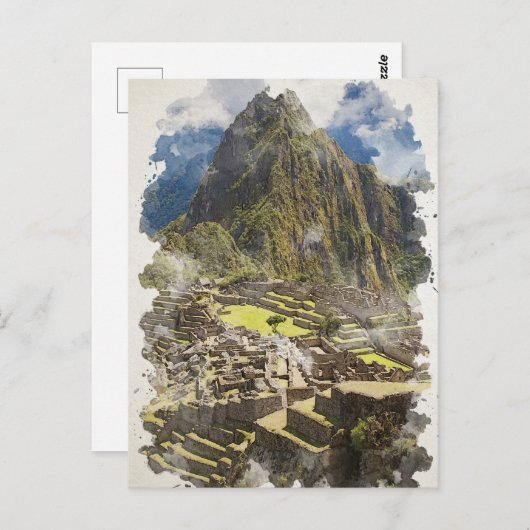 Machu Picchu Pérou Watercolor Art Invitation (Devant / Derrière)