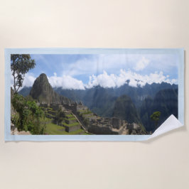 Machu Picchu Peru, blauwe grensdoorlaathanddoek Strandlaken