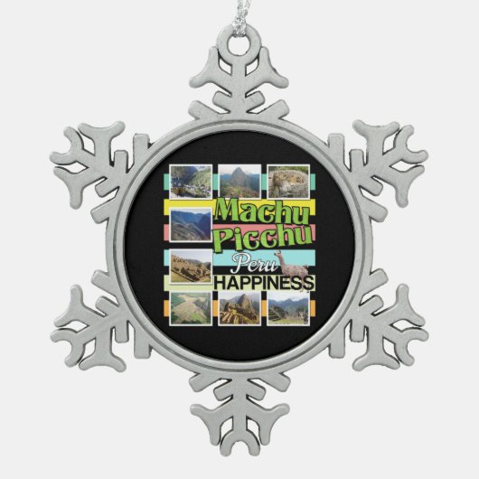 Machu Picchu Peru Geluk Tin Sneeuwvlok Ornament (Voorkant)
