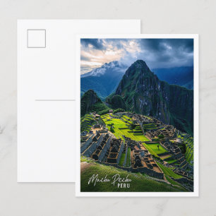 Machu Picchu Peru is de prachtige toeristische pla Briefkaart