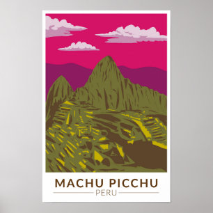 Machu Picchu Peru Reis Kunst Retro Poster