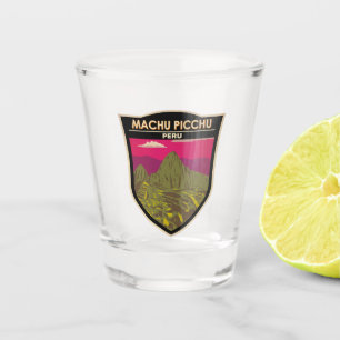 Machu Picchu Peru Reizen Kunst Retro Shot Glas