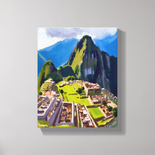 Machu Picchu Peru Schilderij Canvas Afdruk