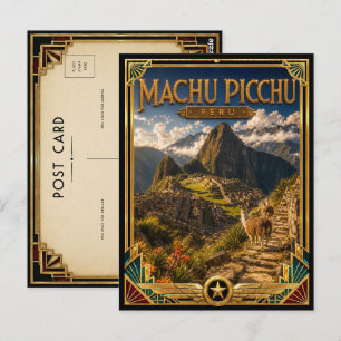 Machu Picchu Peru Vintage Inca Citadel Art Deco Briefkaart