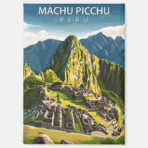 Machu Picchu Peru Vintage Reizen Magneet
