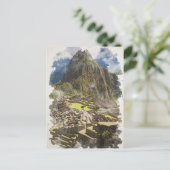 Machu Picchu Peru Waterverf Briefkaart (Staand voorkant)