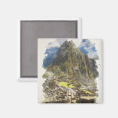 Machu Picchu Peru Waterverf Magneet (Voorkant / Achterkant)