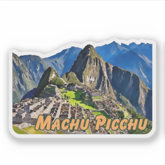 Machu Picchu Peru Waterverf Sticker (Voorkant)