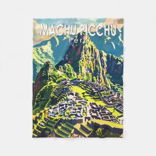 Machu Picchu Peru Zuid-Amerika Reizen Kunst Vintag Fleece Deken