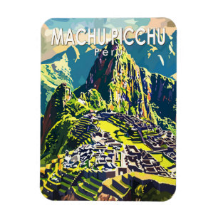 Machu Picchu Peru Zuid-Amerika Reizen Kunst Vintag Magneet