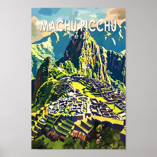 Machu Picchu Peru Zuid-Amerika Reizen Kunst Vintag Poster (Voorkant)
