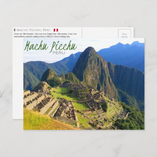 Machu Picchu, Peruaans Briefkaart (Voorkant / Achterkant)