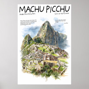 Machu Picchu Poster Peru Andes Landmark Oud