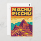 Machu Picchu Retro Reizen Poster Stijl Briefkaart (Voorkant / Achterkant)