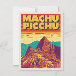 Machu Picchu Retro Reizen Poster Stijl Briefkaart