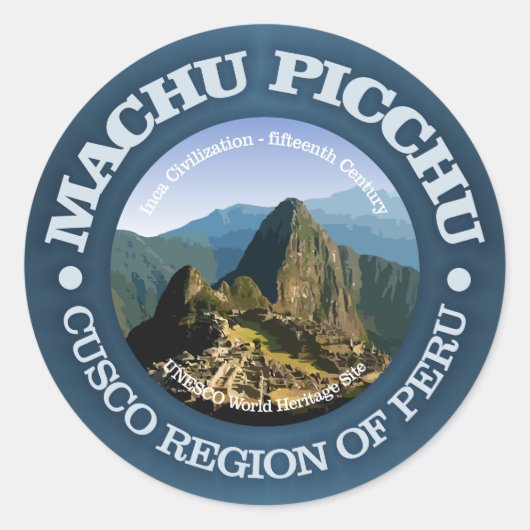 Machu Picchu Ronde Sticker (Voorkant)