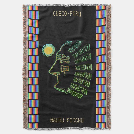Machu_Picchu Silhouette & Rainbow-kleuren Deken (Voorkant Verticaal)