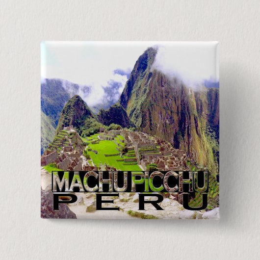 Machu Picchu Vierkante Button 5,1 Cm (Voorkant)