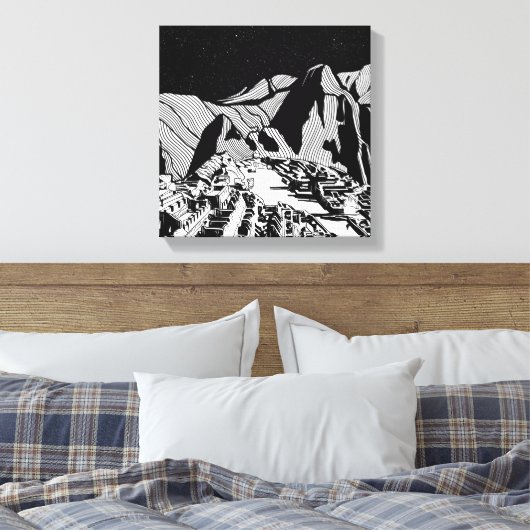 Machu Picchu zwart-wit landschap Canvas Afdruk (Insitu (Slaapkamer))