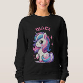 Maci Schattigee Eenhoorn Ontwerp voor Meisjes Naam Trui (Voorkant)