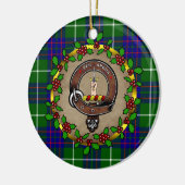 MacIntyre Clan Badge & Tartan Personalized Xmas Keramisch Ornament (Links)