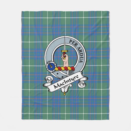MacIntyre Hunting Ancient Clan Badge Tartan Pset Fleece Deken (Voorkant)