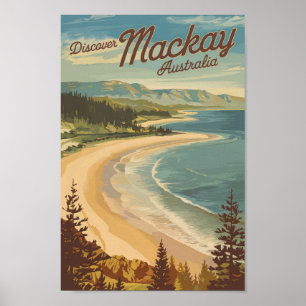 Mackay Australië Illustratie Reizen Art Vintage Poster