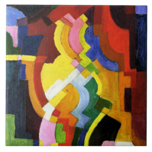 Macke - Farbige Formen III, abstract kunstwerk Tegeltje