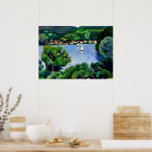 Macke - Gezicht op Tegernsee Poster (Keuken)