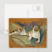 Macke - Kat op de groene piloot Briefkaart (Voorkant / Achterkant)