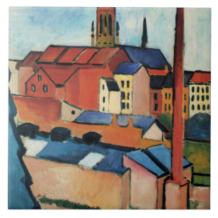 Macke - St. Mary's with Houses and Chimney (Bonn) Tegeltje