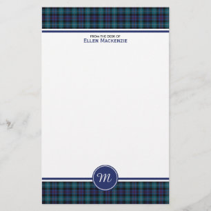 Mackenzie Clan Modern Tartan Monogram Stationery Briefpapier