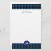 Mackenzie Clan Modern Tartan Monogram Stationery Briefpapier (Voorkant / Achterkant)