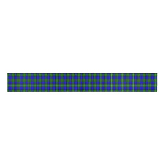 MacKenzie tartan blauwe groene vleid Grosgrain Lint (Voorkant)
