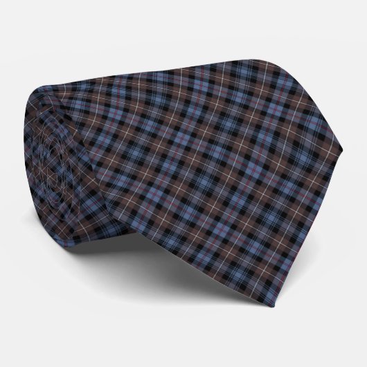 Mackenzie Weathered Tartan Blue en Brown Pset Stropdas (Opgerold)