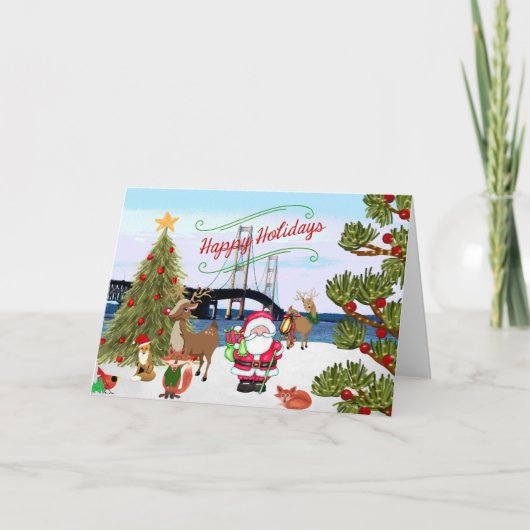 Mackinac Bridge Christmas Kaart (Voorkant)