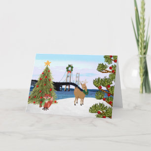 Mackinac Bridge Christmas Kaart met Fox
