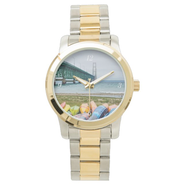 Mackinac Bridge en Canoes Horloge (Voorkant)