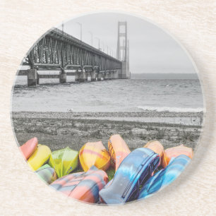 Mackinac Bridge en Canoo's Select Color Zandsteen Onderzetter