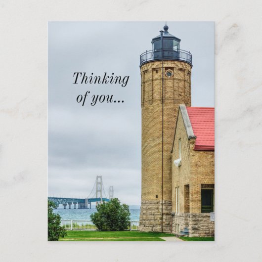 Mackinac Bridge en Lighthouse Briefkaart (Voorkant)