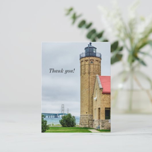 Mackinac Bridge en Lighthouse Dank u Briefkaart (Staand voorkant)