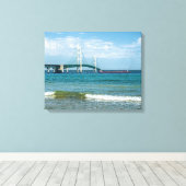 Mackinac Bridge in de zomer Canvas Afdruk (Insitu (Houten vloer))