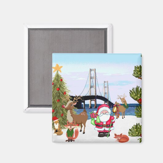Mackinac Bridge-kerstmagneet Magneet (Voorkant / Achterkant)