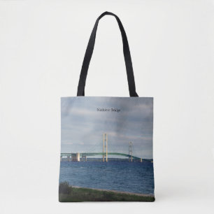 Mackinac Bridge Mackinaw City over de hele canvas Draagtas