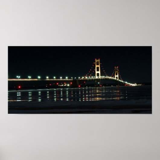 Mackinac Bridge 's nachts Poster (Voorkant)