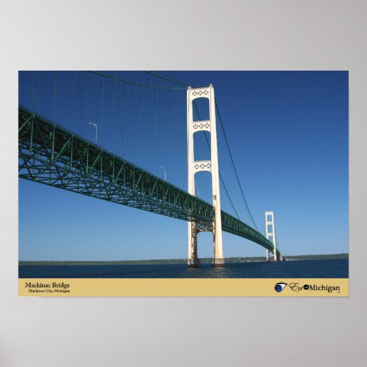 Mackinac Bridge uit de Straat van Mackinaw City, Poster (Voorkant)