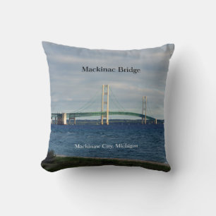 Mackinac Bridge vanaf Mackinaw City vierkante kuss Kussen