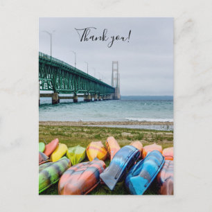 Mackinac-brug en kano's bedankkaartje briefkaart
